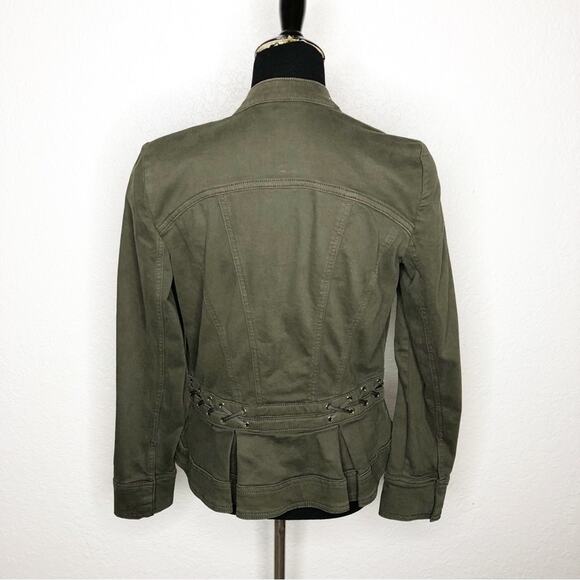 WHBM army green military style lace up waist jacket size Small - Picture 14 of 14